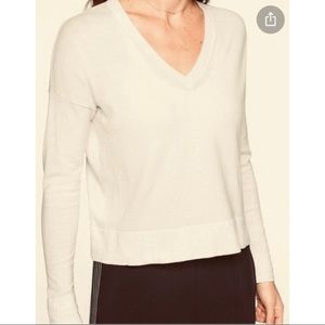 Athleta Cream Cashmere V Neck Sweater
